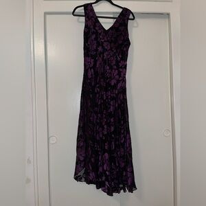 Vintage Floral Purple Sleeveless Dress